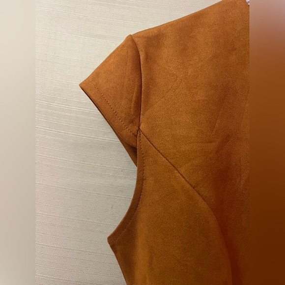 🔴 Kivenst Brown Faux Suede Lace-Up Front Dress Size Medium Bohemian Style - Picture 3 of 7